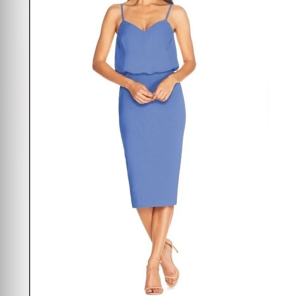 Dress the Population [ Large] Alondra Blouson Sheath Dress in Blue Jay